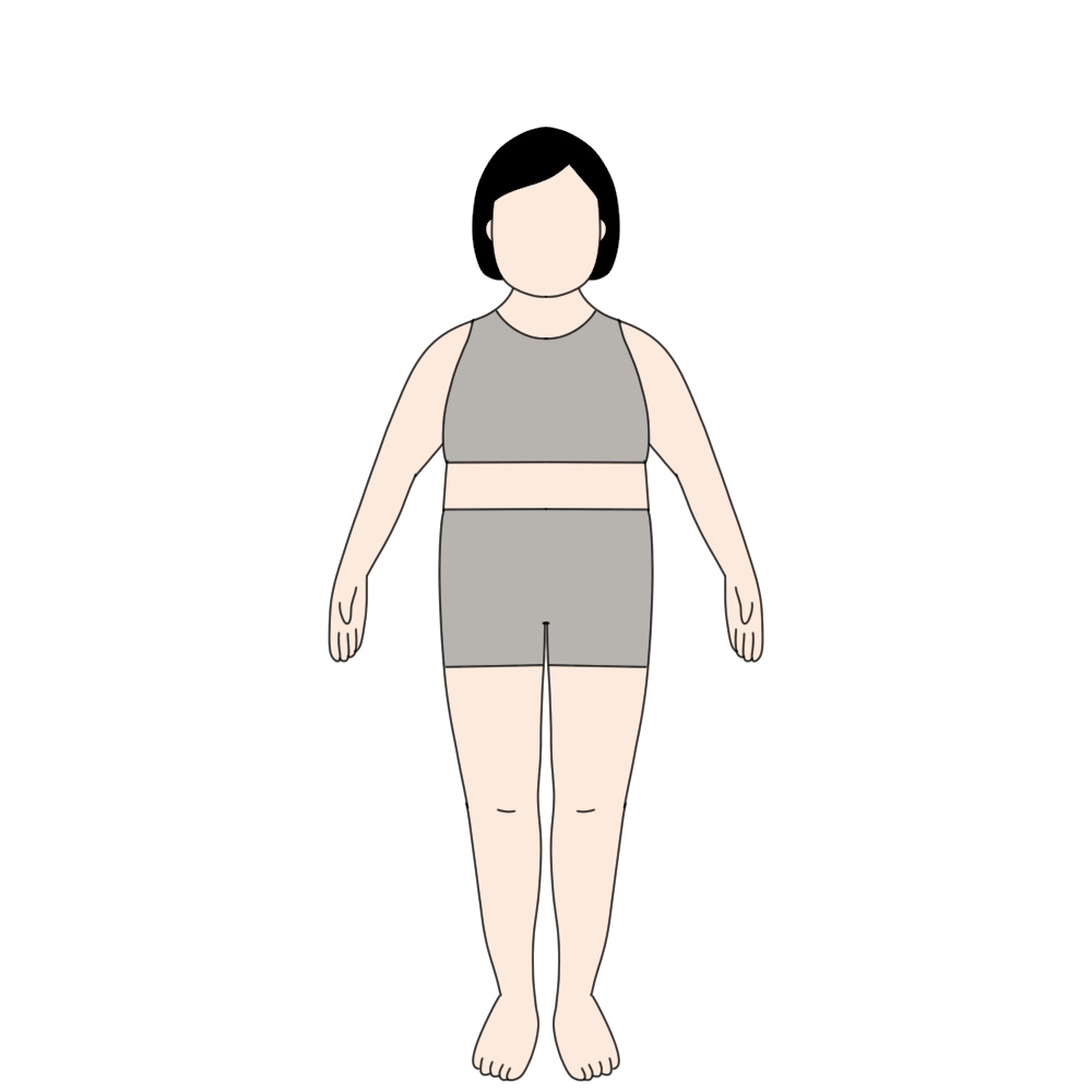 身長150cm体重60kg程度の女性が1kg痩せた体の見た目の変化ビフォー